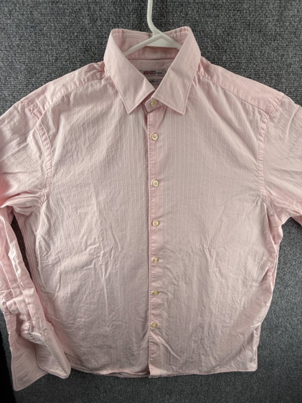 Kenzo Homme Comfort Striped 17 Pink Long Sleeve Shirt Button Up Mens Spread